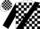 White, black sash, white and black blocks on sleeves