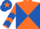 Orange and royal blue diabolo, chevrons on sleeves, royal blue cap, orange star