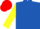 ROYAL BLUE, YELLOW sleeves, RED cap