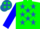 Kelly green, royal blue stars, blue slvs