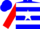 Blue, white star, white hoops and red cuffs on sleeves