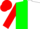 Green and white halved vertically, red sleeves and cap
