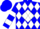 Blue, white diamond, blue 'g' white diamonds & bars on sleeves