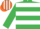 Emerald green & white hoops, white & orange striped cap