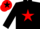 Black, red star, black sleeves, red cap, black star