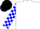 White,red sleeves,blue blocks on front & back