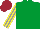 EMERALD GREEN, GREY and YELLOW striped sleeves, MAROON cap