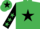 Emerald green, black star, black sleeves, emerald green stars, emerald green cap, black star