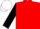 Red, black 'blessed' on sleeves, red horseshoes on white cap