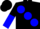 Black, large blue spots, black and blue halved sleeves