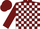 Burgundy, white blocks, burgundy sleeves, burgundy cap