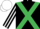 Black, emerald green cross belts, black and white striped sleeves, white cap