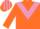 orange, mauve chevron, orange sleeves, orange cap, mauve stripes