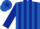 royal blue, dark blue stripes on sleeves, star on cap