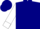 Navy blue, white circled 's', white band and cuffs on sleeves