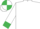 White, emerald green fleur de lys, white sleeves,emerald green collar and cuffs,quartered cap