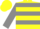 Yellow and french grey hoops, french grey sleeves, yellow cap