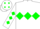 White, green diamond hoop, diamonds on sleeves and cap