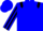 Blue, black epaulettes, striped sleeves, blue cap, black peak