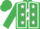 emerald green, white stars, white seams on emerald green sleeves, white star on emerald green cap