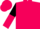 Fuchsia, black horses head, fuchsia bars on black sleeves, black and fuchsia halved cap