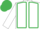 White, emerald green seams, emerald green cap