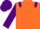 Orange, purple epaulets, sleeves and cap