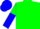 green, green armlets on blue sleeves, green and blue halved cap