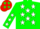 Green, red and white 's e' on red and white stars on red and white sashes