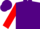 Purple, red 'b' and horseshoe, purple hoops on red sleeves
