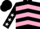 Black, pink chevrons, white stars on sleeves, black cap