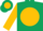 Hunter green, gold ball, green hoops on gold sleeves