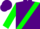 Purple, green sash, green sleeves