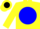 Yellow, black 's' in blue flying ball, black bars on yellow sleeves