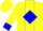 Yellow, blue diamond stripe, blue cuffs