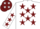 White, burgundy stars, burgundy horsehead