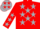 Red, silver 't/e', silver stars