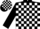 Black , white blocks , white stripe on black sleeves