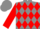 Grey, silver 'zs' on red diamonds, red sleeves