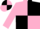 Pink & black quartered, black armlet, quartered cap