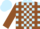 Light blue, brown braces, brown blocks on sleeves, light blue cap