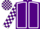 Purple, white seams, checked sleeves and cap