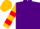 Purple, old gold and red hoops on sleeves, gold cap