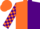 Orange & purple halves, orange 'sv' orange & purple check sleeves