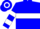 Blue with 'w' in white hoop, blue sleeves with white hoop