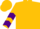Gold, purple belt, purple chevrons on sleeves