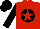 Red, red star on black ball, black sleeves, black cap