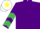 Purple, yellow and emerald green chevrons on sleeves, white cap, yellow star