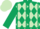 Dark green, light green diamonds, dark green seams on sleeves, light green cap