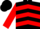Black, red chevrons, red cuffs on sleeves